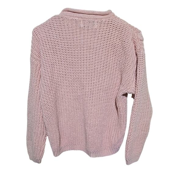 Vtg 80s Forenza Pink Chunky Cable Knit Preppy Pullover Sweater Womans Sz Medium - Picture 2 of 5